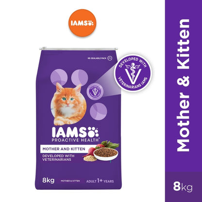 IAMS Dry Cat Food For Adult Cat - Mother&Kitten / Tuna&Salmon / Chicken / Indoor&Hairball Care / Chicken&Salmon 8kg