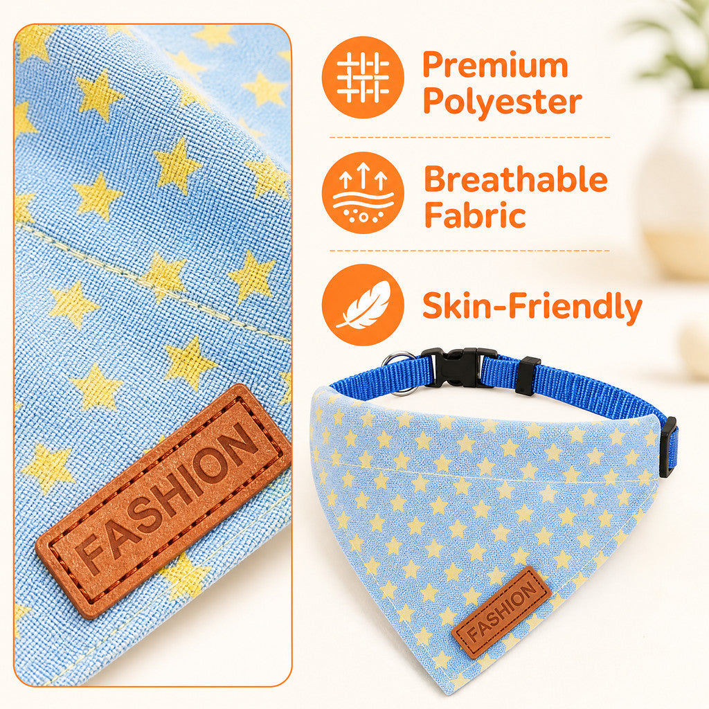 FUREVER365 Pet Bandana Collar Leash Set Dog Scarf Traction Rope Outdoor Walking Adjustable Accessories