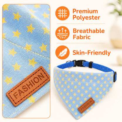 FUREVER365 Pet Bandana Collar Leash Set Dog Scarf Traction Rope Outdoor Walking Adjustable Accessories