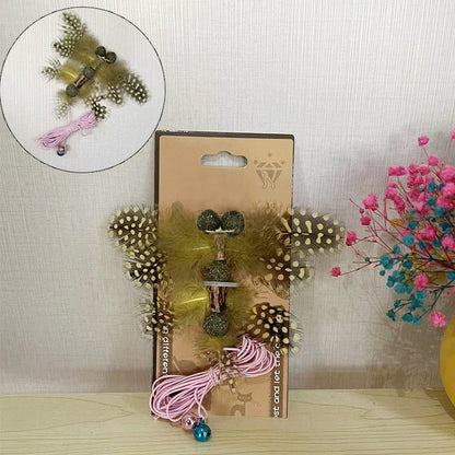 FUREVER365 Interactive Cat Spring Toy with Natural Feather Catnip Silvervine Hemp Rope Molar Toy