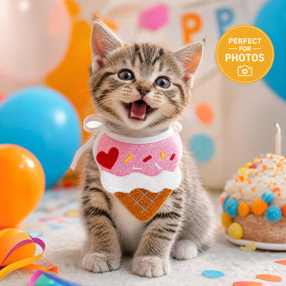 FUREVER365 Cute Pet Bib Cotton Saliva Towel Cat Scarf Dog Triangle Scarf Embroidery Puppy Neck Warmer