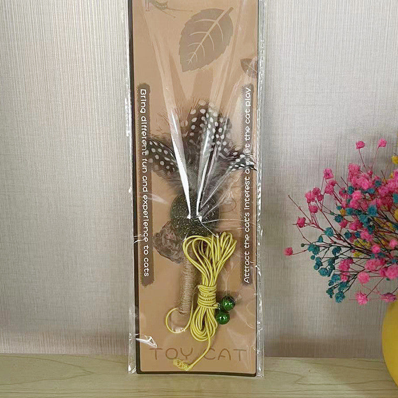 FUREVER365 Interactive Cat Spring Toy with Natural Feather Catnip Silvervine Hemp Rope Molar Toy