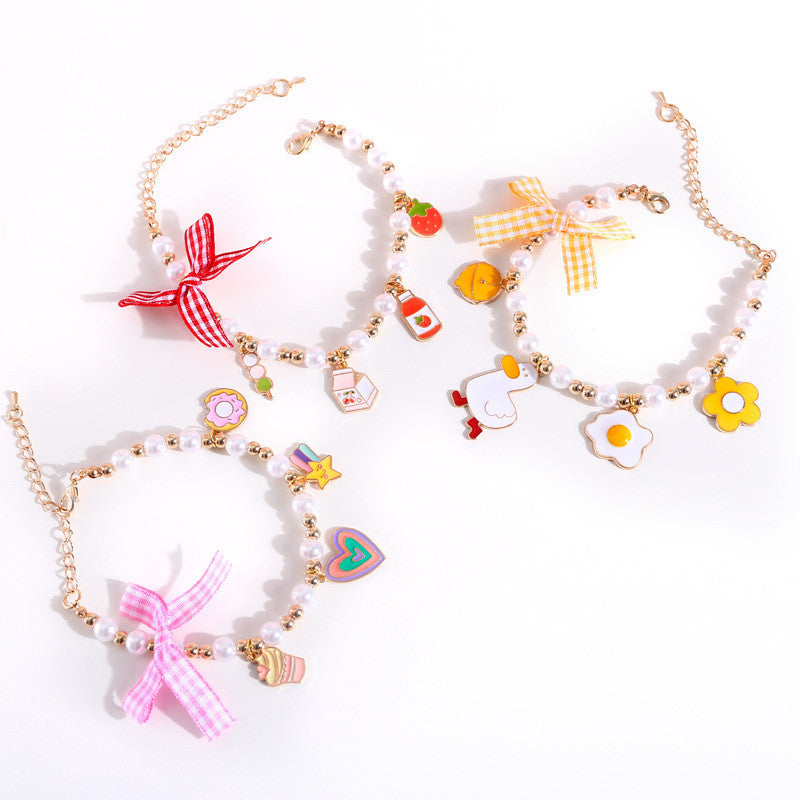 FUREVER365 Cute Pet Pearl Collar with Bow Tie Bell Cat Dog Rabbit Birthday Necklace Adjustable Scarf