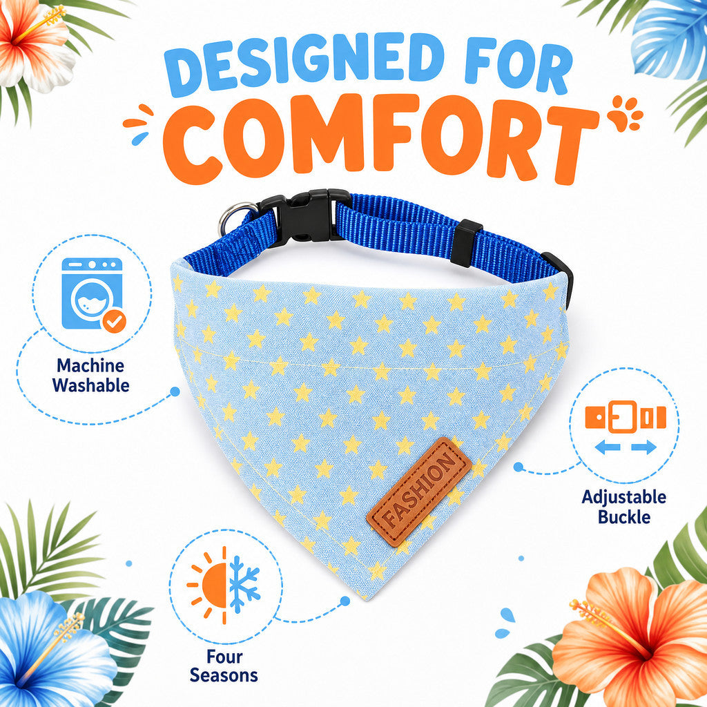 FUREVER365 Pet Bandana Collar Leash Set Dog Scarf Traction Rope Outdoor Walking Adjustable Accessories