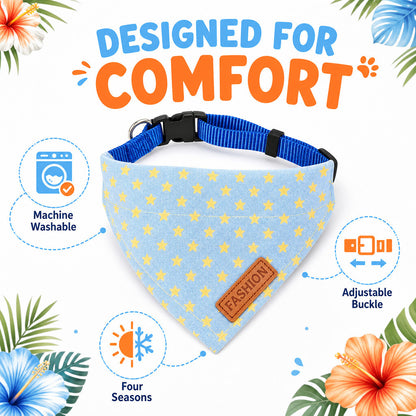 FUREVER365 Pet Bandana Collar Leash Set Dog Scarf Traction Rope Outdoor Walking Adjustable Accessories