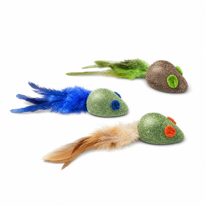 FUREVER365 Natural Catnip Toy Silvervine Mouse Cat Toy Gall Fruit Molar Chew Toy with Feather Kitten