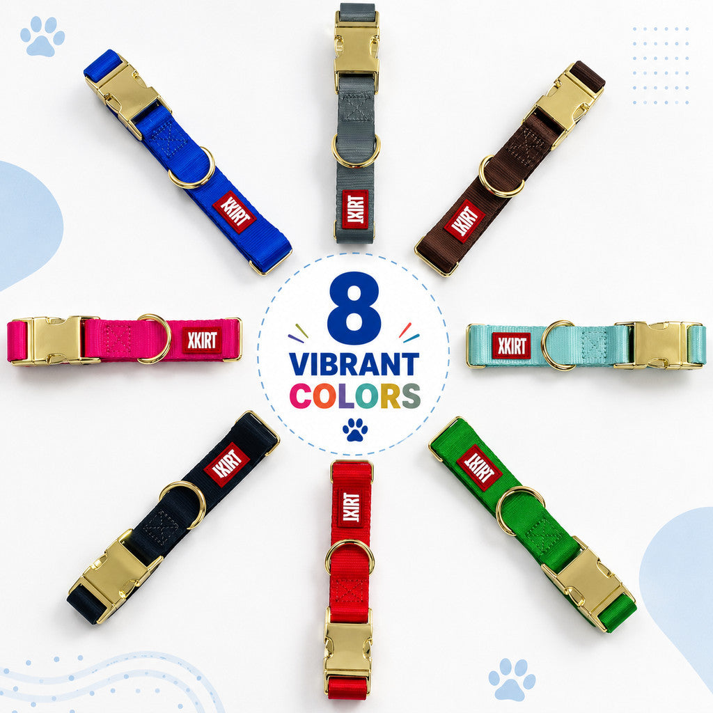 FUREVER365 Macaron Pet Dog Collar Adjustable Puppy Collar with Gold Buckle for Small Medium Large Dog