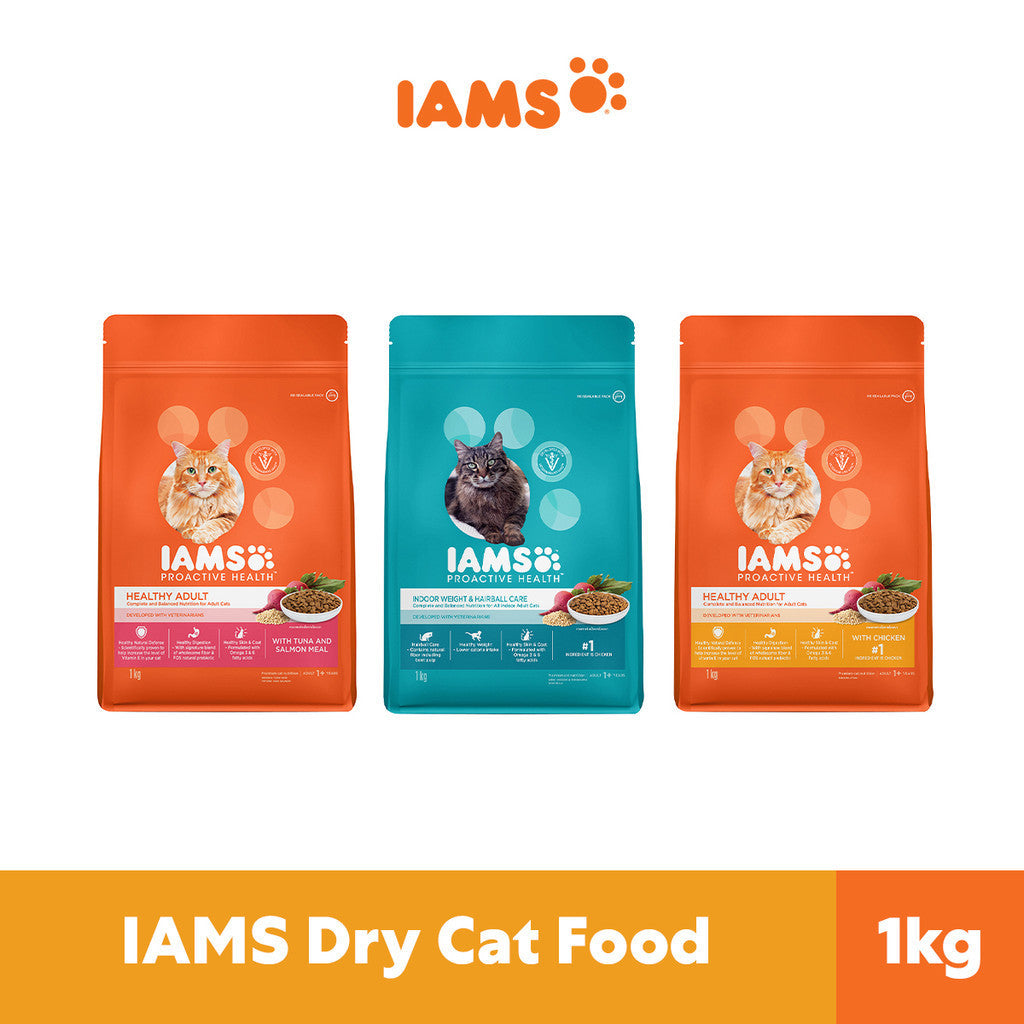 IAMS Dry Cat Food For Adult Cat - Mother & Kitten / Tuna & Salmon / Chicken / Indoor & Hairball Care 1kg