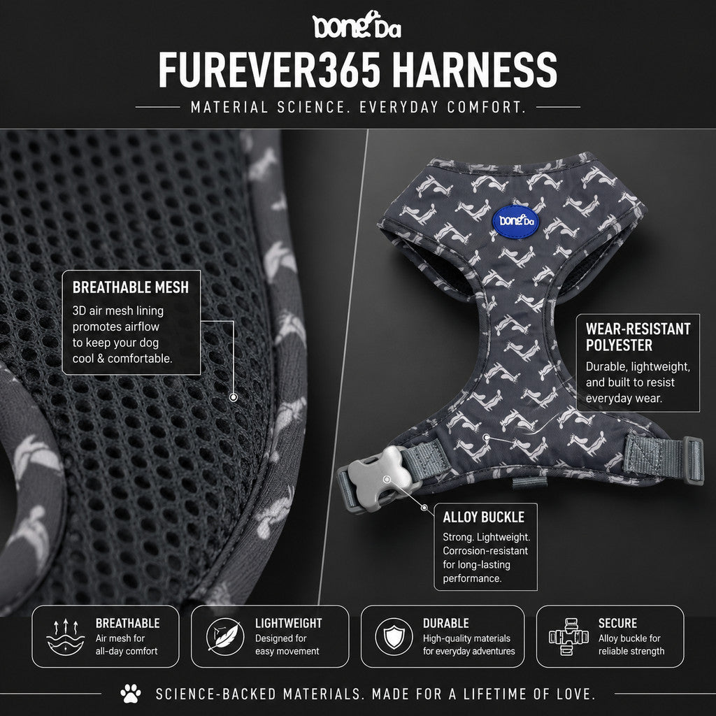 FUREVER365 Houndstooth Pet Harness Leash Set with Poop Bag Dispenser Breathable Dog Vest Chest Strap