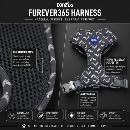 FUREVER365 Houndstooth Pet Harness Leash Set with Poop Bag Dispenser Breathable Dog Vest Chest Strap