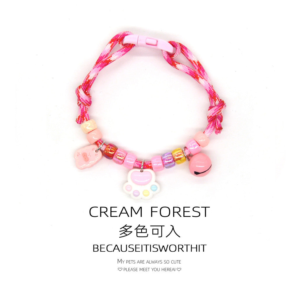 FUREVER365 Colorful Bead Pet Collar Adjustable Cat Dog Necklace Cute Smiley Heart Sun Flower Pendant