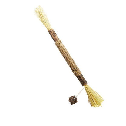 FUREVER365 Natural Rattan Ball Cat Toy with Feather & Catnip Ball Interactive Molar Chew Toy Kucing