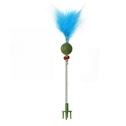 FUREVER365 Interactive Cat Toy Wobble Wand with Catnip Felt Feather Teaser Molar Chew Toy for Kitten