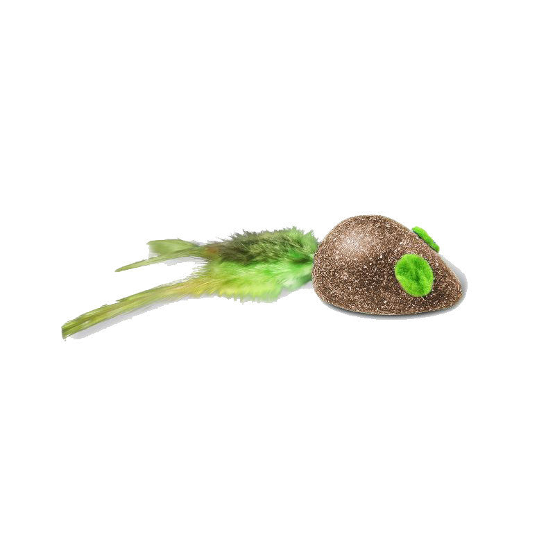 FUREVER365 Natural Catnip Toy Silvervine Mouse Cat Toy Gall Fruit Molar Chew Toy with Feather Kitten