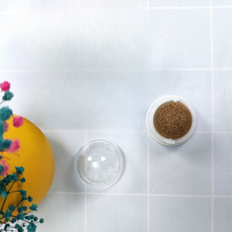 FUREVER365 Natural Catnip Ball Toy Rotating Silvervine Wall Stick-on Cat Lick Fun Gall Fruit Molar