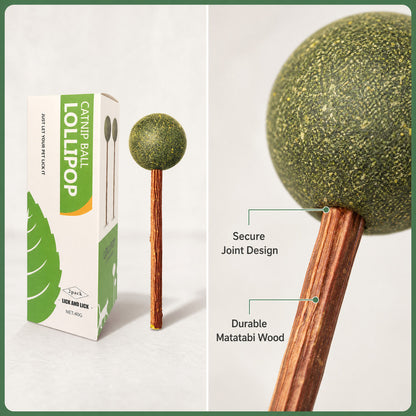 FUREVER365 Natural Catnip Lollipop Cat Toy Silvervine Stick Molar Chew Toy Lickable Kitten Teaser