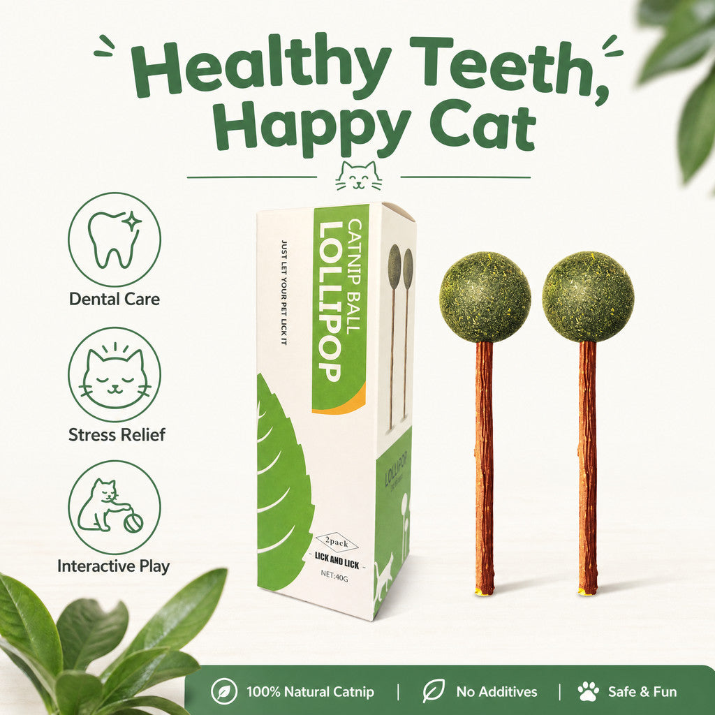 FUREVER365 Natural Catnip Lollipop Cat Toy Silvervine Stick Molar Chew Toy Lickable Kitten Teaser
