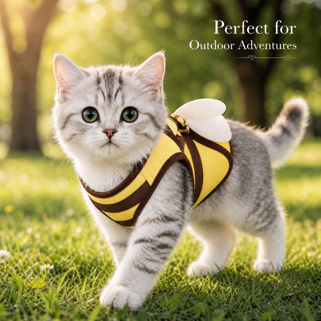 FUREVER365 Designer Pet Harness Leash Set with Angel Wings Breathable Mesh Cat Dog Vest Chest Strap