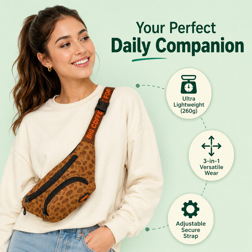 FUREVER365 Lightweight Pet Walking Waist Bag Leaf Print Storage Fanny Pack Multi-purpose Chest Bag