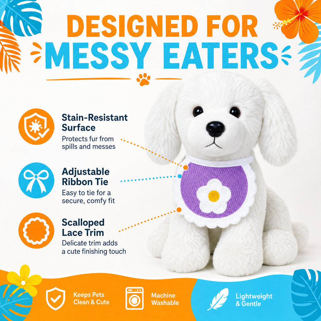 FUREVER365 Cute Pet Bib Cotton Saliva Towel Cat Scarf Dog Triangle Scarf Embroidery Puppy Neck Warmer
