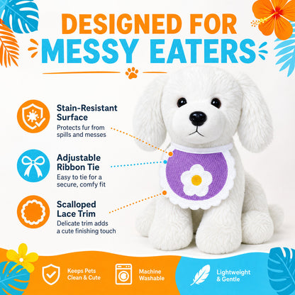 FUREVER365 Cute Pet Bib Cotton Saliva Towel Cat Scarf Dog Triangle Scarf Embroidery Puppy Neck Warmer