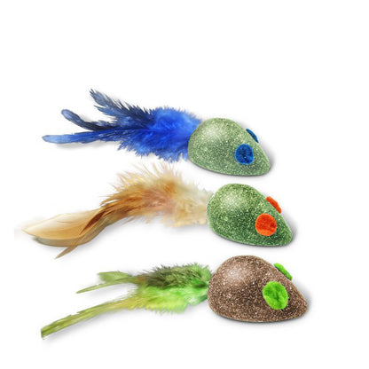 FUREVER365 Natural Catnip Toy Silvervine Mouse Cat Toy Gall Fruit Molar Chew Toy with Feather Kitten