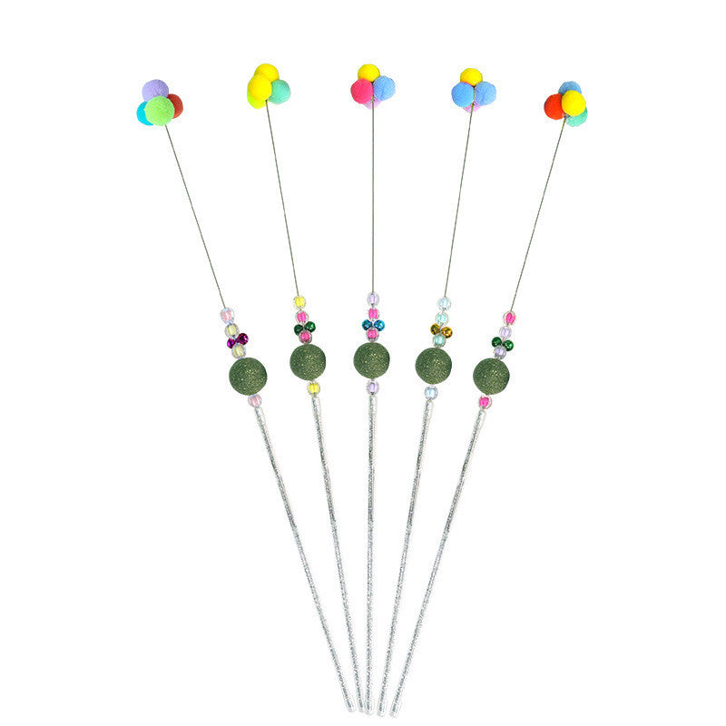 FUREVER365 Interactive Cat Teaser Wand Catnip Silvervine Molar Stick Feather Toy with Bell Kitten