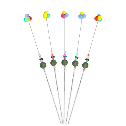 FUREVER365 Interactive Cat Teaser Wand Catnip Silvervine Molar Stick Feather Toy with Bell Kitten