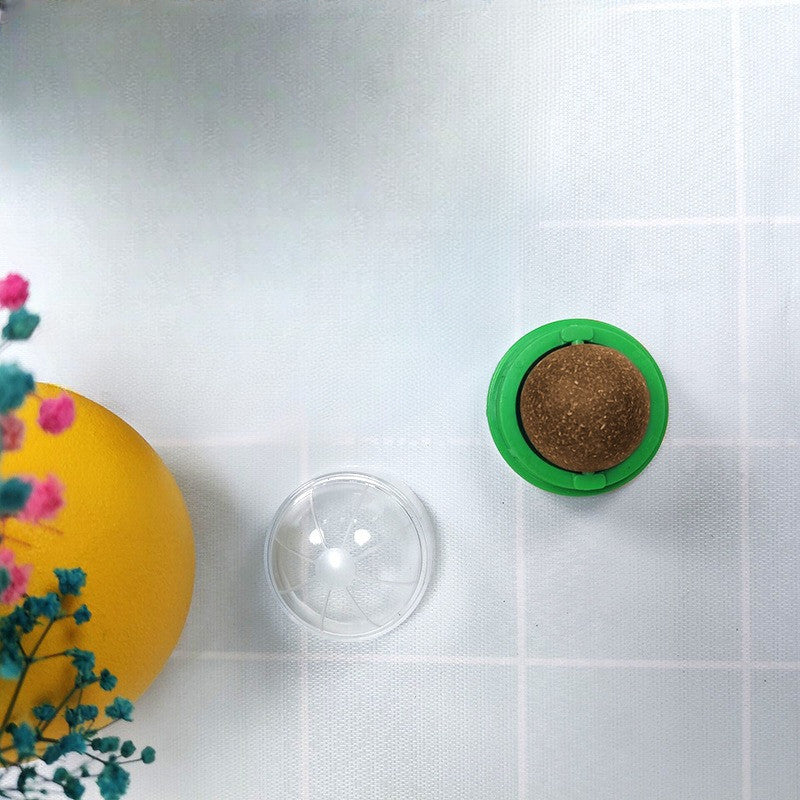 FUREVER365 Natural Catnip Ball Toy Rotating Silvervine Wall Stick-on Cat Lick Fun Gall Fruit Molar