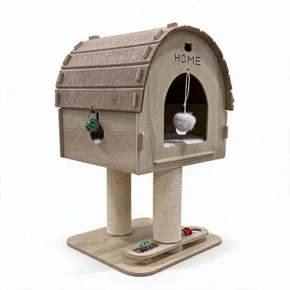 Tree Stump Cat Nest Felt Tunnel Bed Semi-Enclosed Hiding House Foldable Pet Bed Katil Kucing Comel