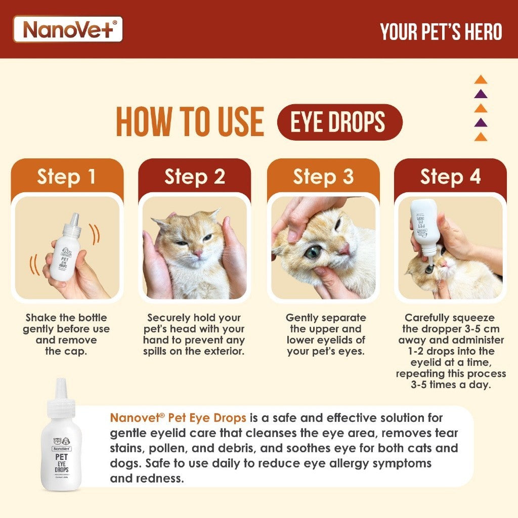 Nanovet® Pet Eye + Tear Stain Solution Kit for Cat and Dog