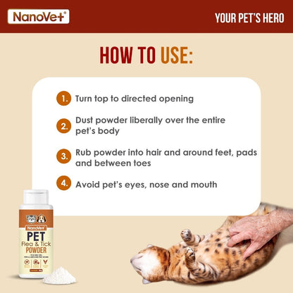 Nanovet® Pet Flea & Tick Powder (80gm)