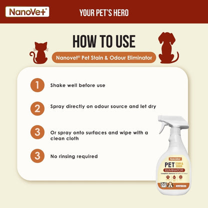 Nanovet® Pet Stain Urine and Odour Eliminator for Cat and Dog