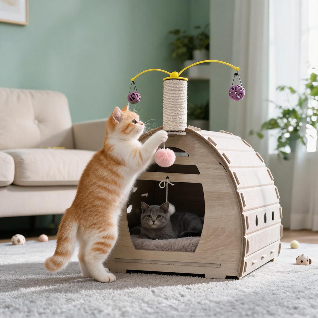 Tree Stump Cat Nest Felt Tunnel Bed Semi-Enclosed Hiding House Foldable Pet Bed Katil Kucing Comel