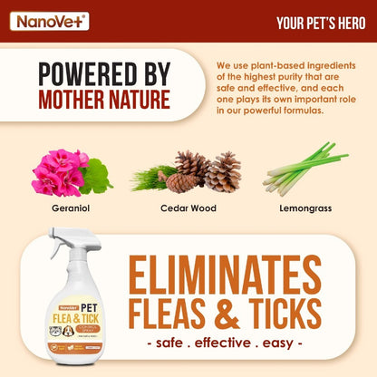Nanovet® Pet Flea and Tick Control Spray for Cat and Dog (500ml)