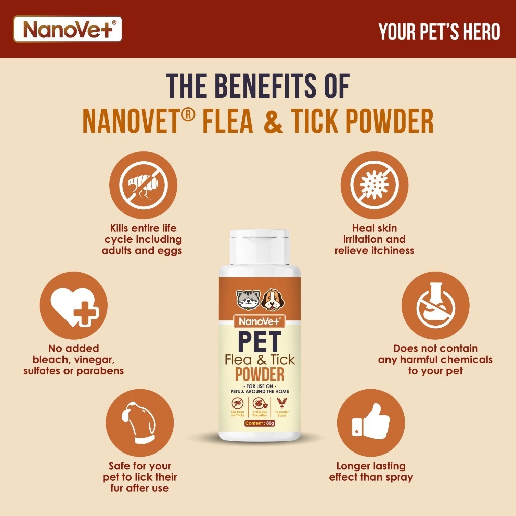 Nanovet® Pet Flea & Tick Powder (80gm)