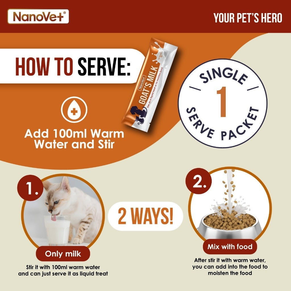 Nanovet® Pet Goat's Milk with Probiotic and Prebiotic Sachet for Cat and Dog (3gm)
