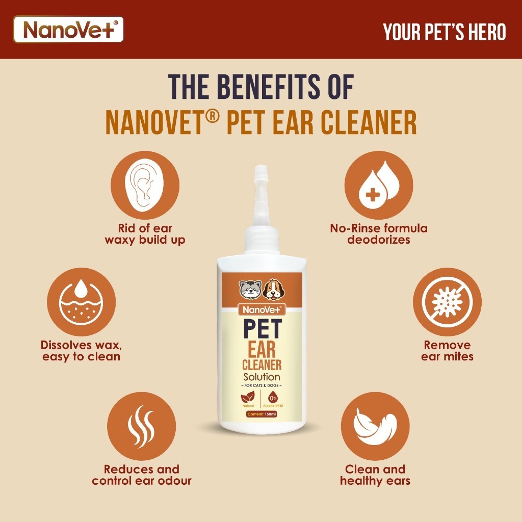 Nanovet® Pet Ear Cleaner Solution for Cat and Dog (150ml)