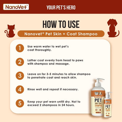 Nanovet® Pet Skin + Coat Shampoo for Cat and Dog
