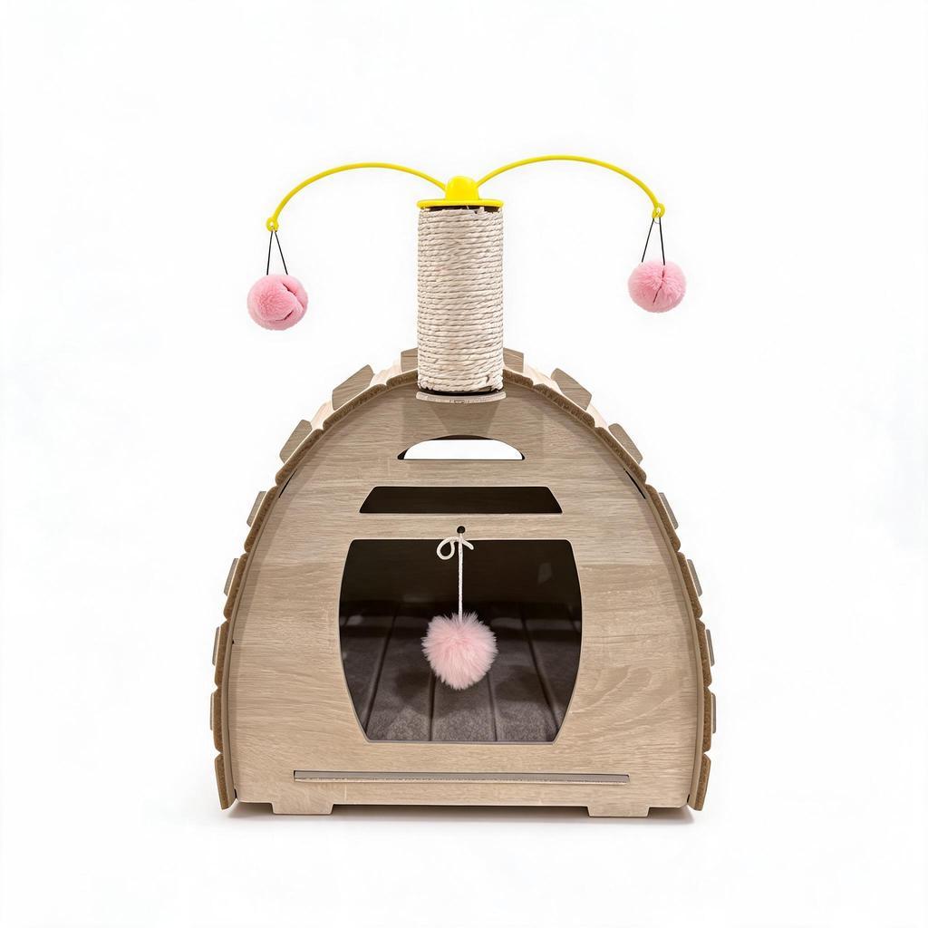 Tree Stump Cat Nest Felt Tunnel Bed Semi-Enclosed Hiding House Foldable Pet Bed Katil Kucing Comel