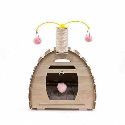 Tree Stump Cat Nest Felt Tunnel Bed Semi-Enclosed Hiding House Foldable Pet Bed Katil Kucing Comel