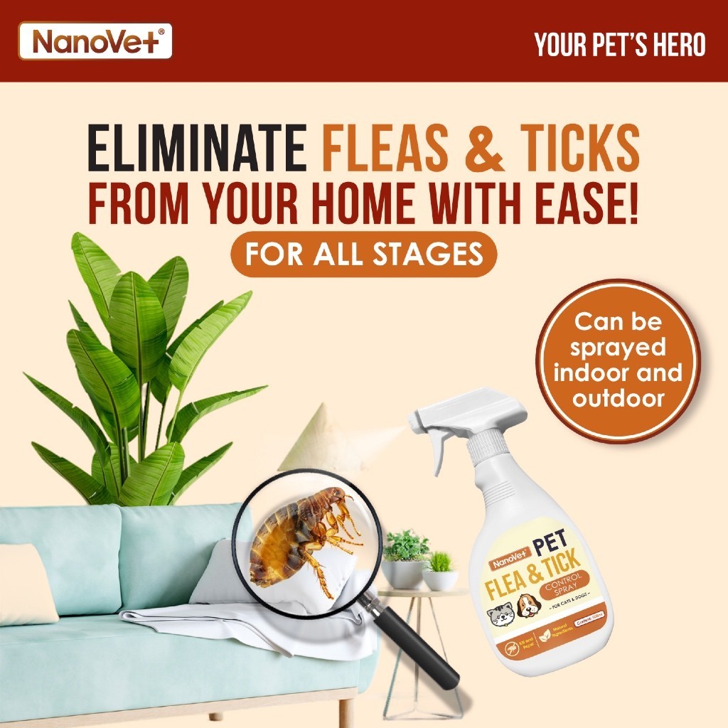 Nanovet® Pet Flea and Tick Control Spray for Cat and Dog (500ml)