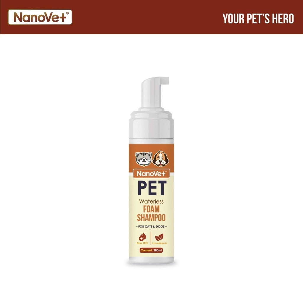Nanovet® No Rinse Waterless Pet Foam Shampoo (200ml)