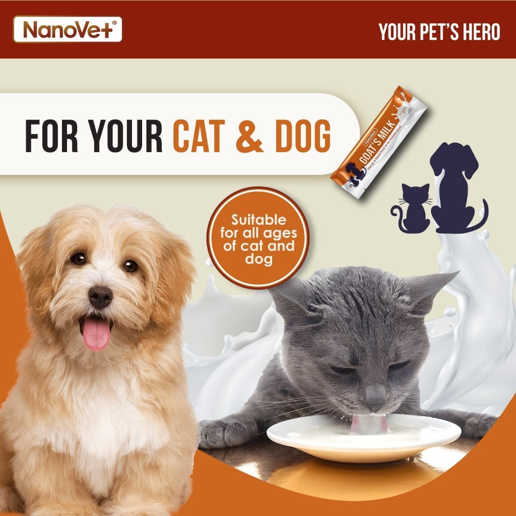 Nanovet® Pet Goat's Milk with Probiotic and Prebiotic Sachet for Cat and Dog (3gm)