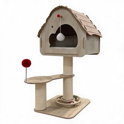 Tree Stump Cat Nest Felt Tunnel Bed Semi-Enclosed Hiding House Foldable Pet Bed Katil Kucing Comel