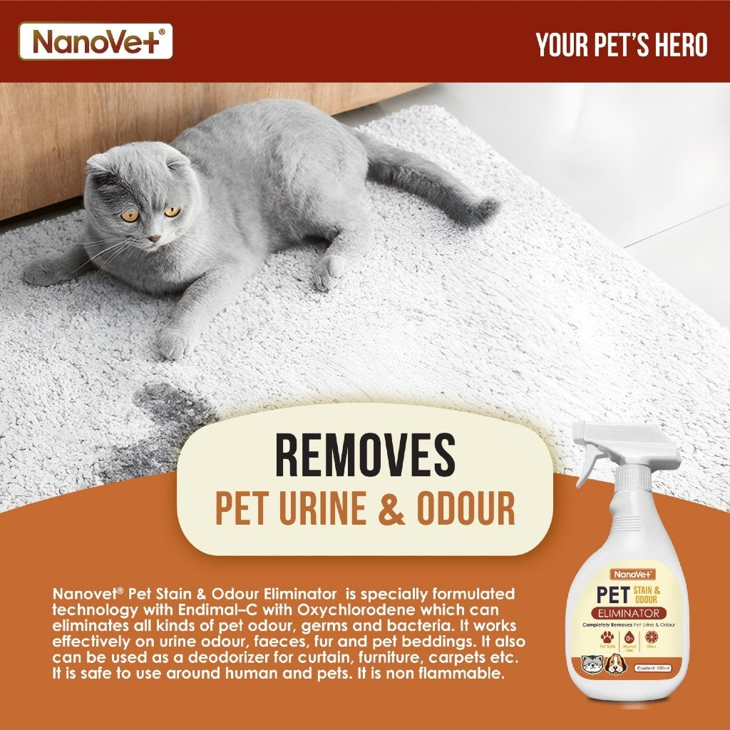 Nanovet® Pet Stain Urine and Odour Eliminator for Cat and Dog