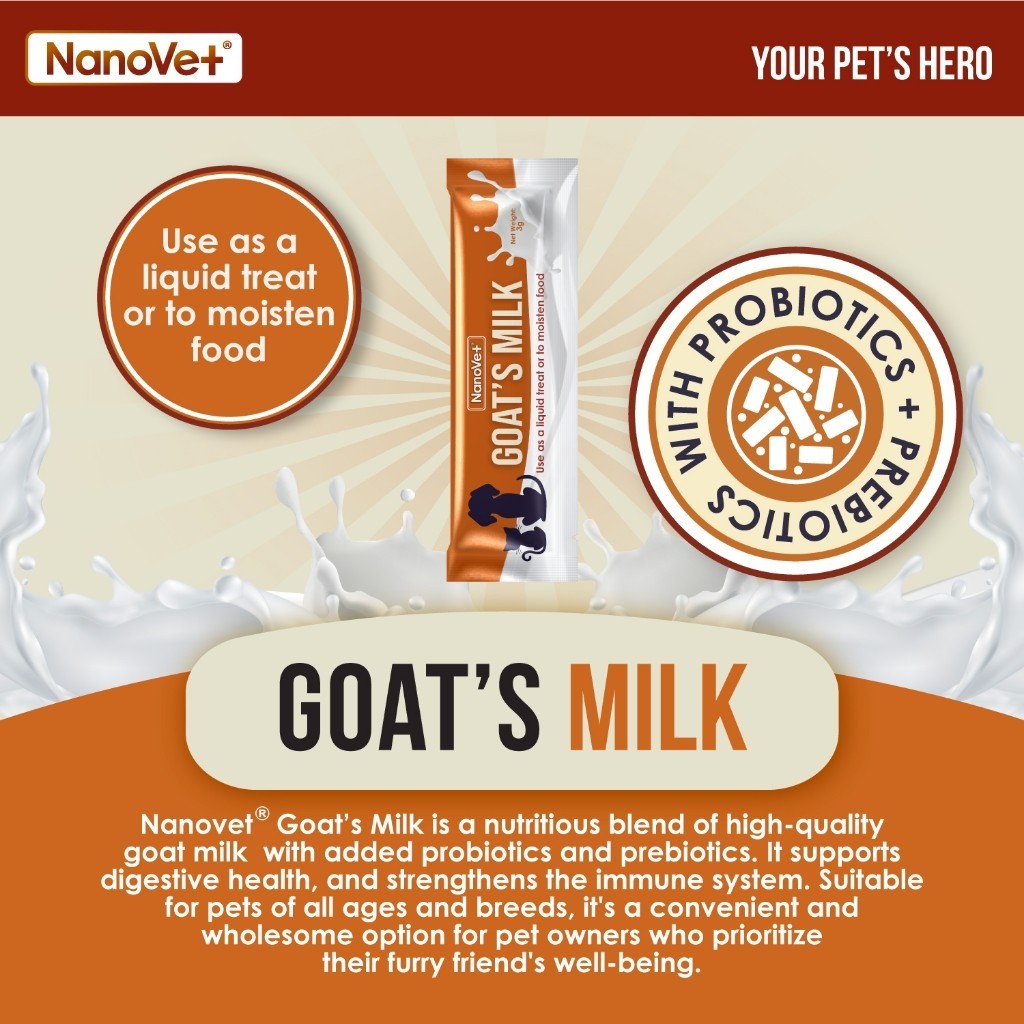 Nanovet® Pet Goat's Milk with Probiotic and Prebiotic Sachet for Cat and Dog (3gm)