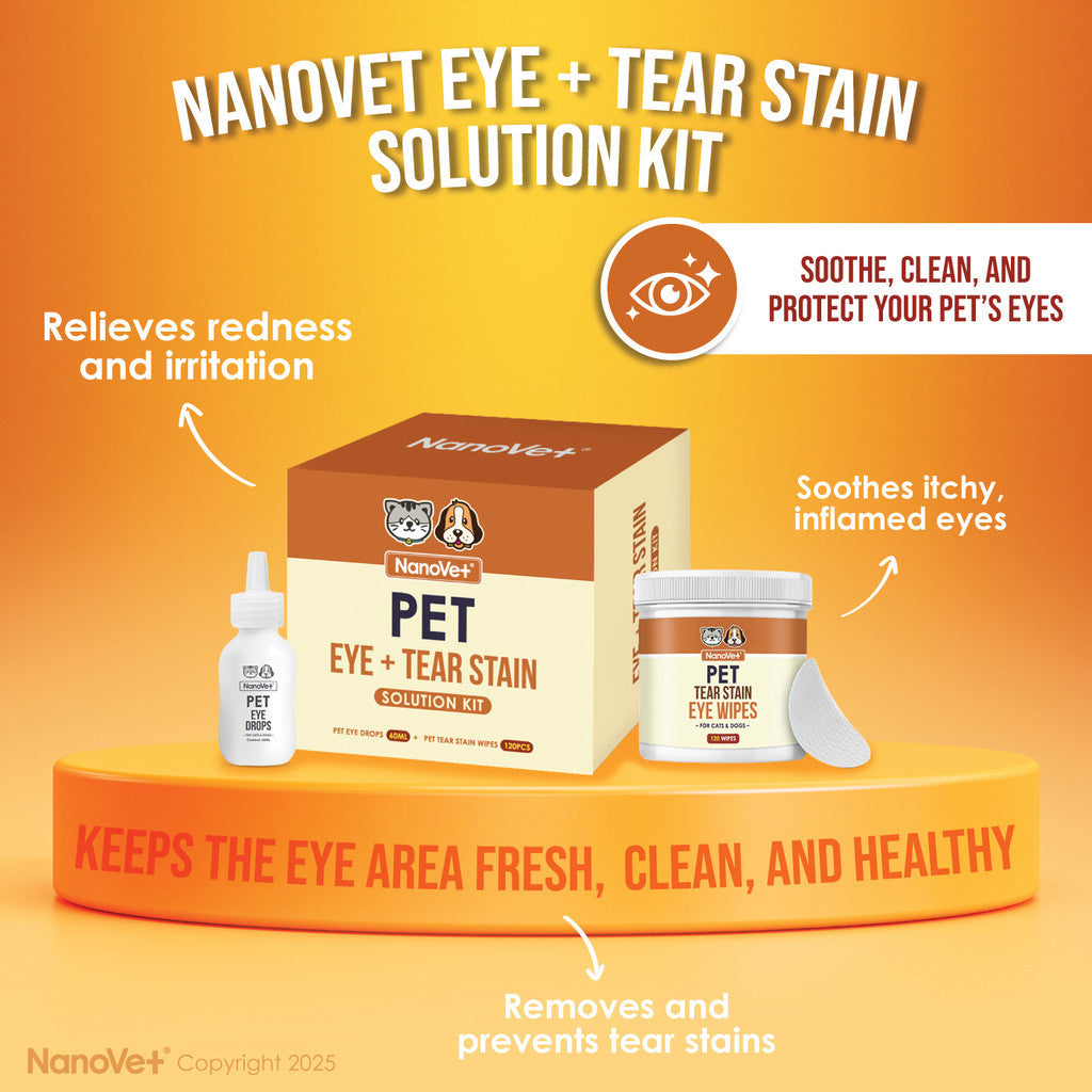 Nanovet® Pet Eye + Tear Stain Solution Kit for Cat and Dog
