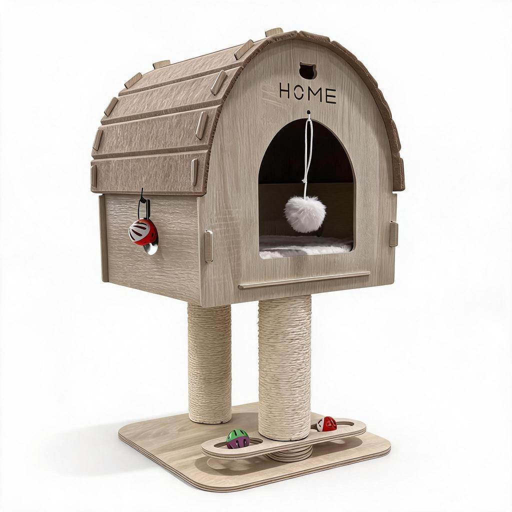 Tree Stump Cat Nest Felt Tunnel Bed Semi-Enclosed Hiding House Foldable Pet Bed Katil Kucing Comel