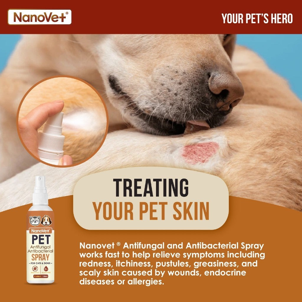 Nanovet® Pet Nanosilver Antifungal and Antibacterial Spray for Cat and Dog
